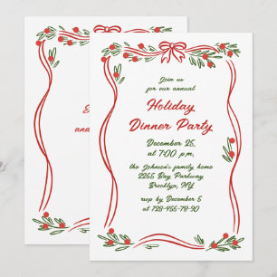 Invitation Dîner de Noël Whimsical à la main