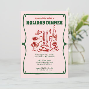 Invitation Dîner de Noël Whimsical Fête sur mesure