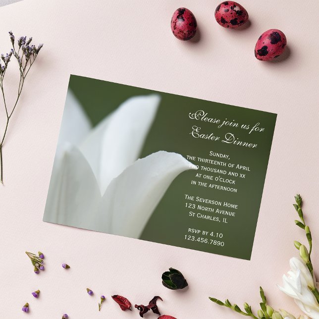 Invitation Dîner de Pâques à la Fleur de Tulipe Blanche (Créateur téléchargé)