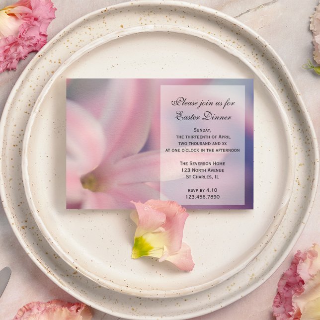Invitation Dîner de Pâques rose Hyacinthe (Créateur téléchargé)