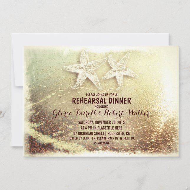 Invitation Dîner de préparation de plage de Starfish couple e (Devant)