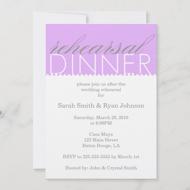 Invitation Dîner de répétition (Devant)