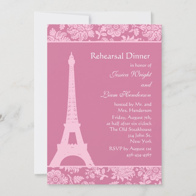 Invitation Dîner de répétition à Paris (Devant)