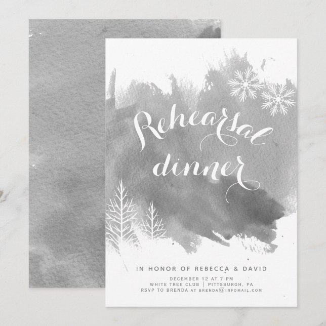 Invitation Dîner de répétition abstrait moderne d'aquarelle g (Devant / Derrière)