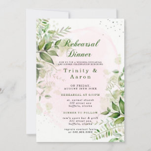 Invitation Dîner de répétition aérien rose pâle rustique