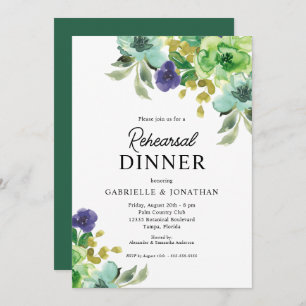 Invitation Dîner de répétition Aquarelle colorée Floral