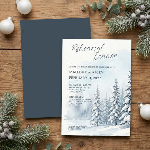 Invitation Dîner de répétition aquarelle Forêt de neige nordi