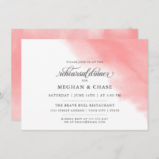 Invitation Dîner de répétition | Aquarelle Rose corail