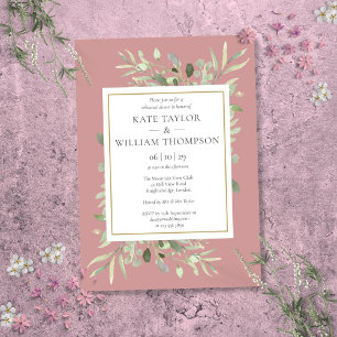 Invitation Dîner de répétition aquarelle Rose Poussiéreuse et
