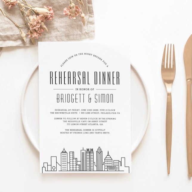 Invitation Dîner de répétition Atlanta | City Skyline Invitat (Créateur téléchargé)