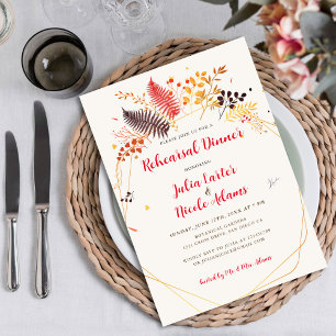 Invitation Dîner de répétition aux champignons et fougères de