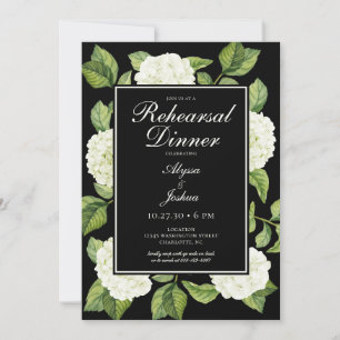 Invitation Dîner de répétition aux Hydrangeas blanches