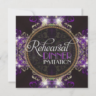 Invitation Dîner de répétition avec étincelle violette Invita