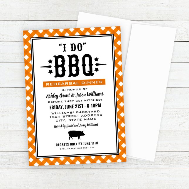 Invitation Dîner de répétition BBQ Orange 'I Do' (Créateur téléchargé)