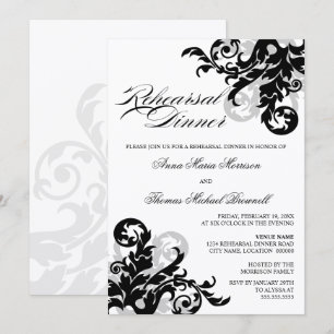 Invitation Dîner de répétition Black and Silver