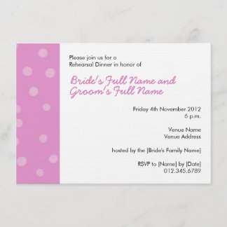 Invitation Dîner de répétition blanc rose avec points peints