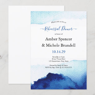 Invitation Dîner de répétition bleu Indigo Aquarelle moderne