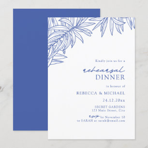 Invitation Dîner de répétition Bleu simple