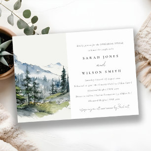 Invitation Dîner de répétition Blue Green Woods Mountain Sket