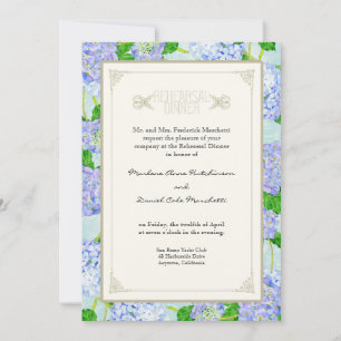 Invitation Dîner de répétition - Blue Hydrangea Lace Floral
