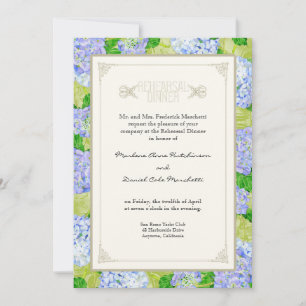 Invitation Dîner de répétition - Blue Hydrangea Lace Floral