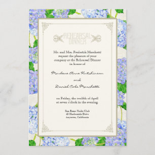 Invitation Dîner de répétition - Blue Hydrangea Lace Floral
