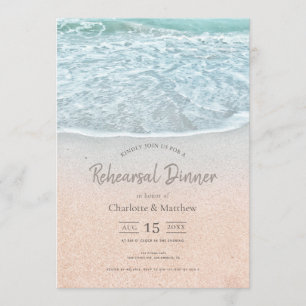 Invitation Dîner de répétition Blue Ocean & Sandy Beach