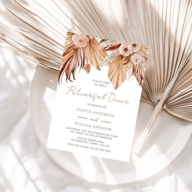Invitation Dîner de répétition Bohème Floral Terracotta Boho (Créateur téléchargé)