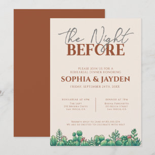 Invitation Dîner de répétition BOHO Cactus Terracotta Fall Bu