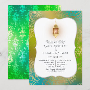 Invitation Dîner de répétition bollywoodien arabe en feuille