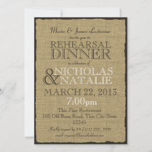 Invitation Dîner de répétition Burlap Look