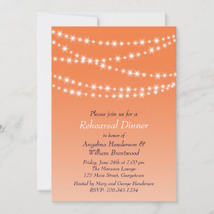 Invitation Dîner de répétition Celosia Orange Twinkle Lights