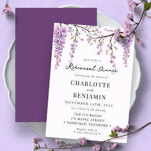 Invitation Dîner de répétition chic branche de glycine aquare