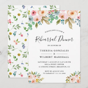Invitation Dîner de répétition chic floral