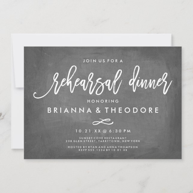 Invitation Dîner de répétition Chic Typographie (Devant)