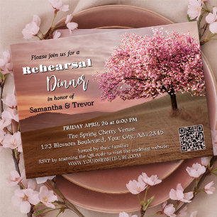 Invitation Dîner de répétition Chocolate Cherry Blossom
