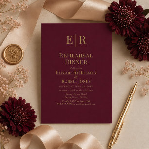 Invitation Dîner de répétition classique Monogramme Or de Bou