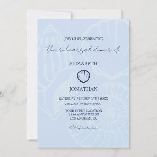 Invitation Dîner de répétition Coquilles des mers bleues côti