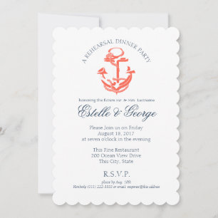 Invitation Dîner de répétition d'Ancres nautiques