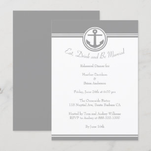 Invitation Dîner de répétition d'Ancres nautiques gris Invita