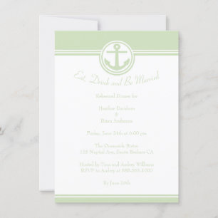 Invitation Dîner de répétition d'Ancres nautiques Mint Green 