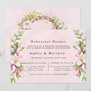 Invitation Dîner de répétition d'aquarelle des fleurs d'arbre