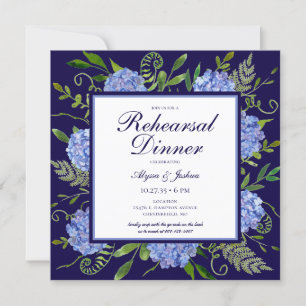 Invitation Dîner de répétition d'aquarelle florale Blue Hydra