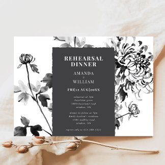Invitation Dîner de répétition d'art en encre Chrysanthemum I
