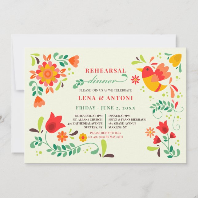 Invitation Dîner de répétition d'art populaire (Devant)