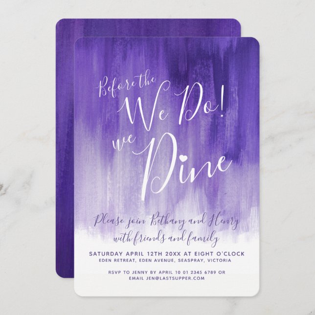 Invitation Dîner de répétition d'art violet avant de faire de (Devant / Derrière)