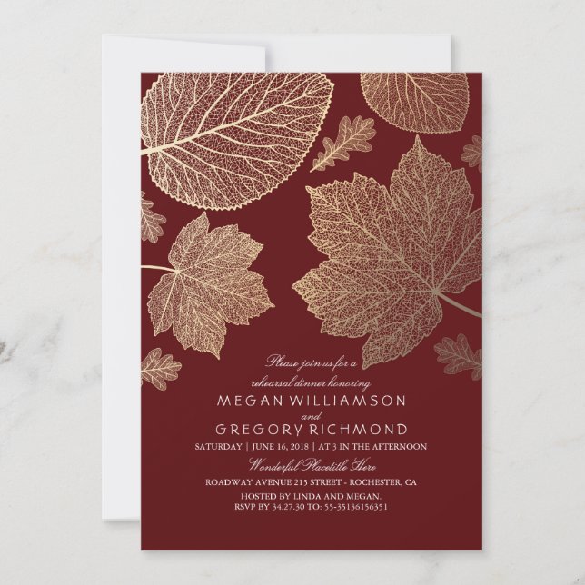 Invitation Dîner de répétition d'automne des Feuilles de Bour (Devant)