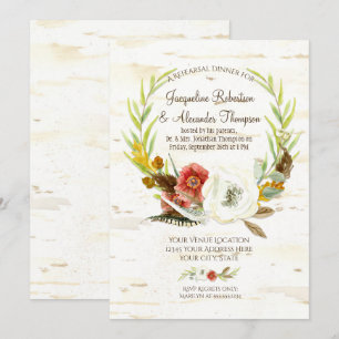 Invitation Dîner de répétition d'automne Wreath Boho Feather