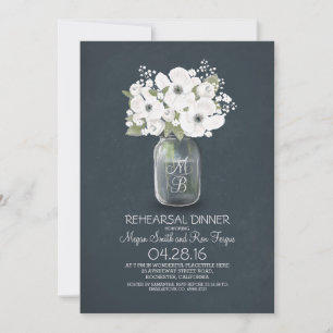Invitation dîner de répétition de bocal à fleurs rustiques