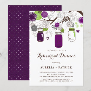 Invitation Dîner de répétition de bocal violet et vert